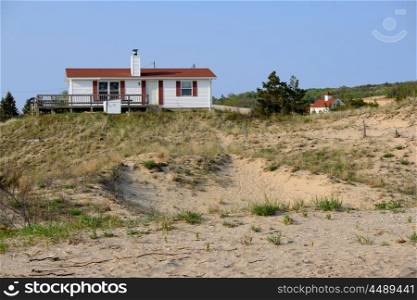 House in dunes, Point Betsie, Lake Michigan, MI, USA