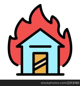 House in fire icon. Outline house in fire vector icon color flat isolated. House in fire icon color outline vector