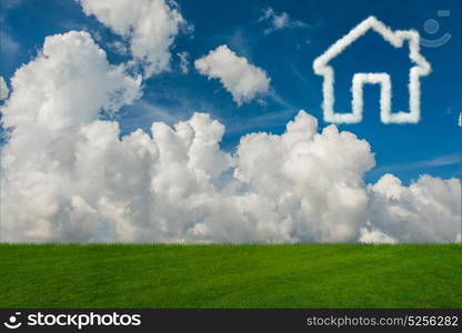 House in the sky made of clouds - 3d rendering