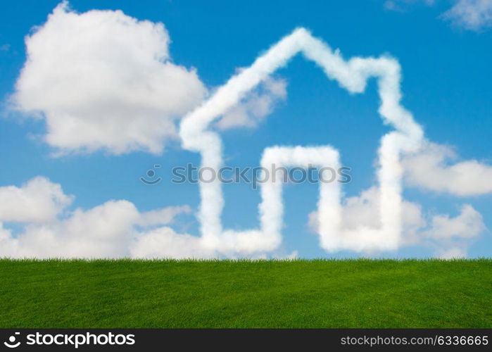 House in the sky made of clouds - 3d rendering