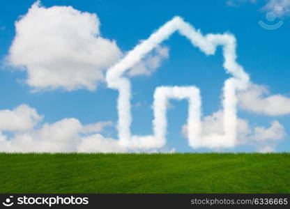 House in the sky made of clouds - 3d rendering