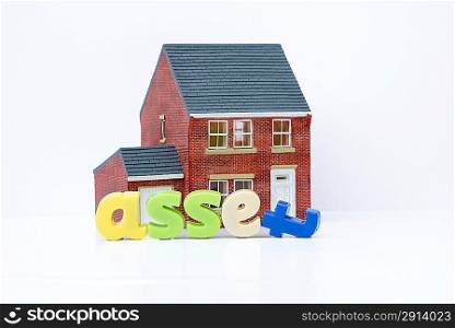 House is an asset concept with model house and letters