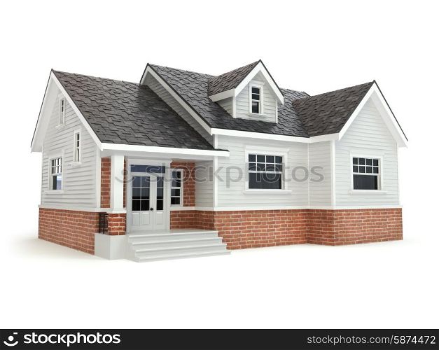 House isolated on white. Real estate concept. 3d