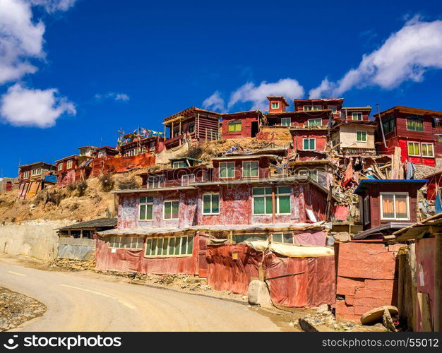 House of buddhist monks in Yarchen Gar Monastery, Sichuan, China