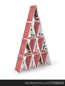 House of cards tower 3D isolated on white