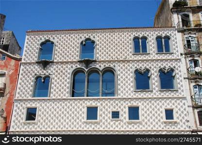 House of diamond-shaped spikes or Casa dos Bicos in the Alfama district in Lisbon, Portugal