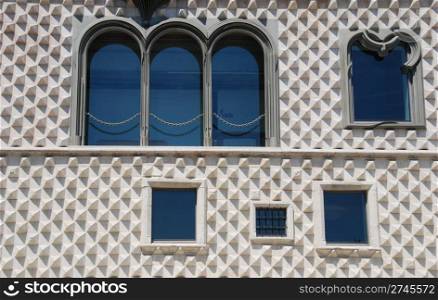 House of diamond-shaped spikes or Casa dos Bicos in the Alfama district in Lisbon, Portugal