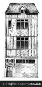 House of Jouvenet in Rouen, vintage engraved illustration. Magasin Pittoresque 1842.