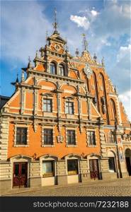 House of the Blackheads in Riga in a beautiful summer day, Latvia