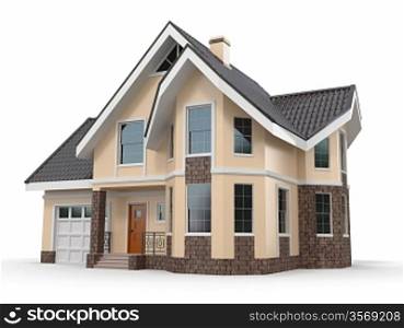 House on white background. Three-dimensional image. 3d