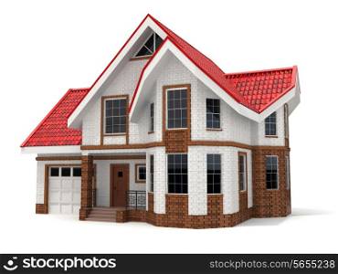 House on white background. Three-dimensional image. 3d