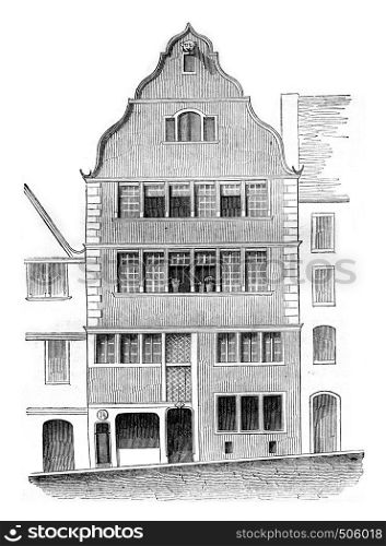 House or is not Beethoven, Bonn, vintage engraved illustration. Magasin Pittoresque 1842.