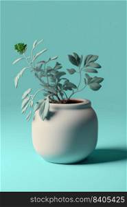 House plant clay pot on a color background. Generative AI