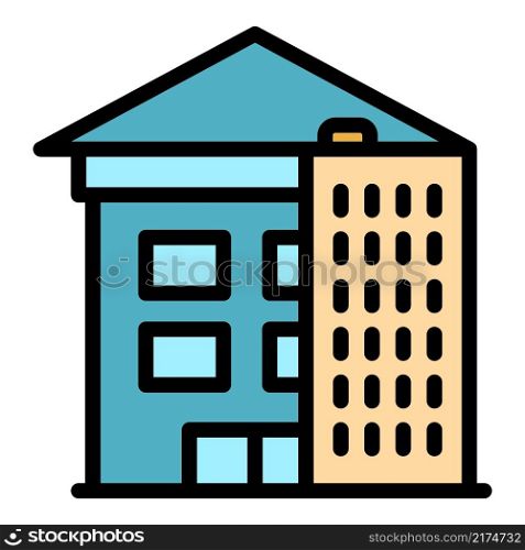 House reconstruction icon. Outline house reconstruction vector icon color flat isolated. House reconstruction icon color outline vector