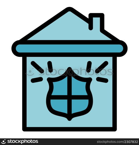 House security icon. Outline house security vector icon color flat isolated. House security icon color outline vector