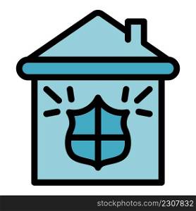 House security icon. Outline house security vector icon color flat isolated. House security icon color outline vector