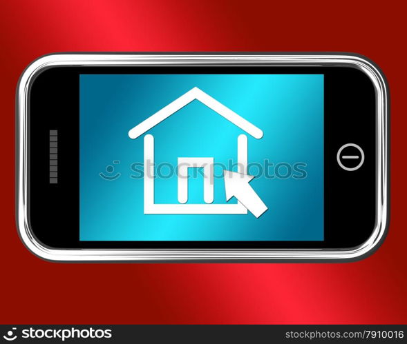 House Symbol On Mobile Shows Real Estate Or Rentals. House Symbol On A Mobile Shows Real Estate Or Rentals