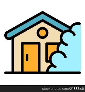 House under rockfall icon. Outline house under rockfall vector icon color flat isolated. House under rockfall icon color outline vector