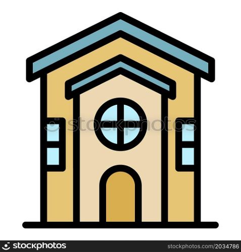 House view from the front icon. Outline house view from the front vector icon color flat isolated. House view from the front icon color outline vector