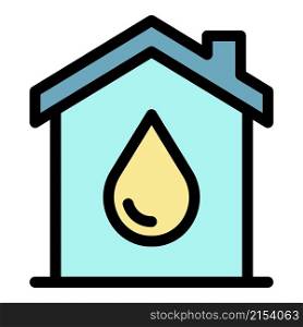 House with a drop icon. Outline house with a drop vector icon color flat isolated. House with a drop icon color outline vector
