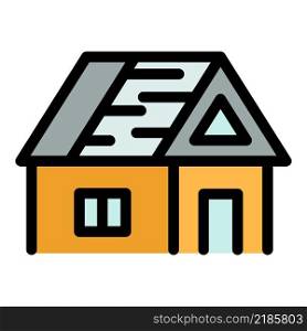House with an unfinished roof icon. Outline house with an unfinished roof vector icon color flat isolated. House with an unfinished roof icon color outline vector