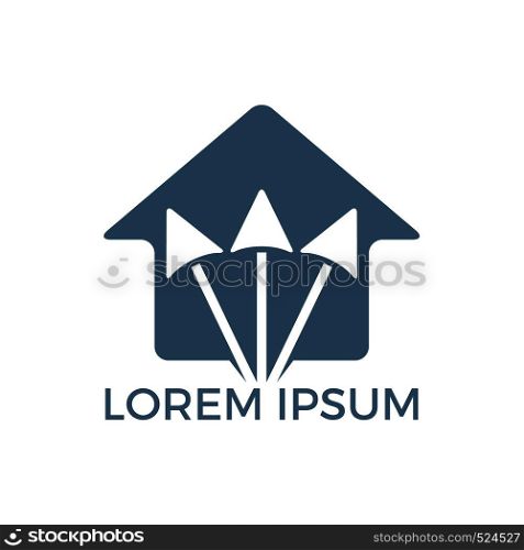 House With Arrow Business Logo Design. Marketing And Investment Symbol. Financial And Property Icon.