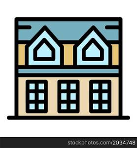 House with attic icon. Outline house with attic vector icon color flat isolated. House with attic icon color outline vector