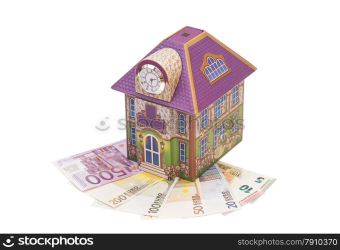 House with euro notes isolated