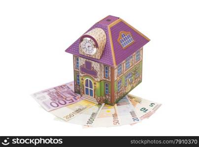 House with euro notes isolated