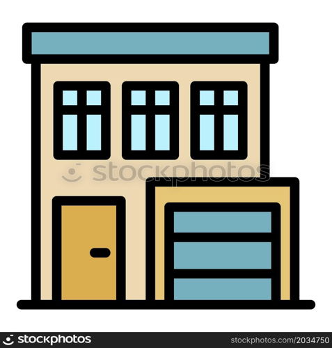 House with garage icon. Outline house with garage vector icon color flat isolated. House with garage icon color outline vector