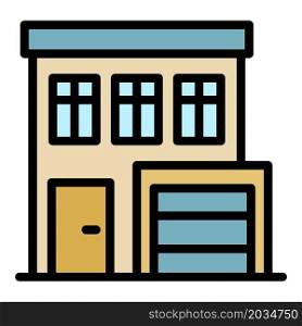 House with garage icon. Outline house with garage vector icon color flat isolated. House with garage icon color outline vector