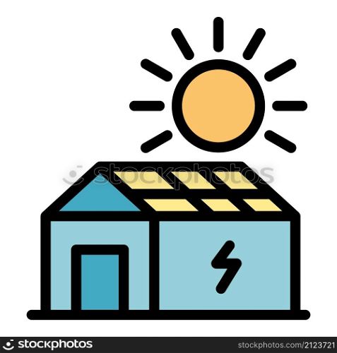 House with solar panel icon. Outline house with solar panel vector icon color flat isolated. House with solar panel icon color outline vector