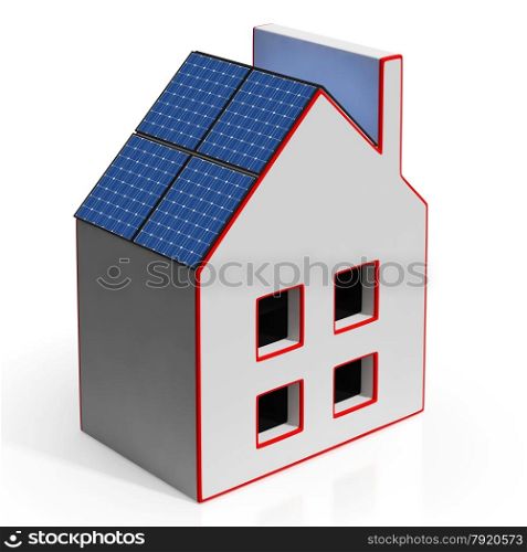 House With Solar Panels Shows Renewable Energy Or Power