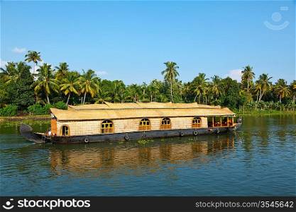 Houseboat on Kerala backwaters. Kerala, India