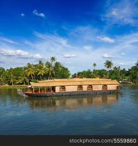 Houseboat on Kerala backwaters. Kerala, India