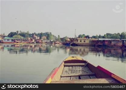 Houseboats on the lake in Srinaga. India