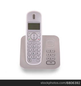 Household cordless telephone isolated on white background