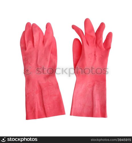 household protective rubber gloves isolated on white background (with clipping path)