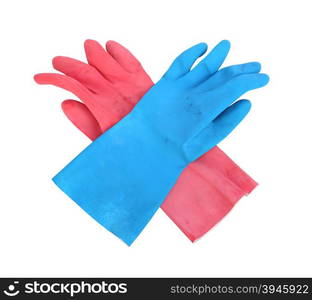 household protective rubber gloves Isolated on white background (with clipping path)