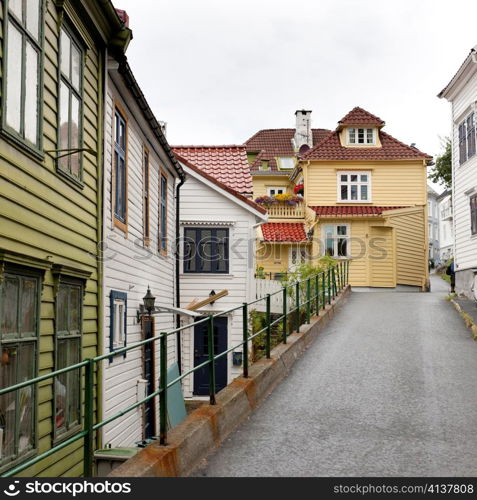 Houses along a bridge, Bergen, Norway