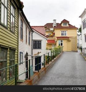 Houses along a bridge, Bergen, Norway