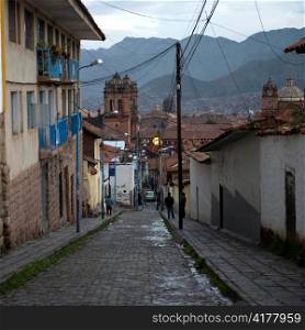 Houses along a street, Cuzco, Peru