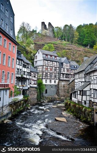 Houses and river in Monschau Germany