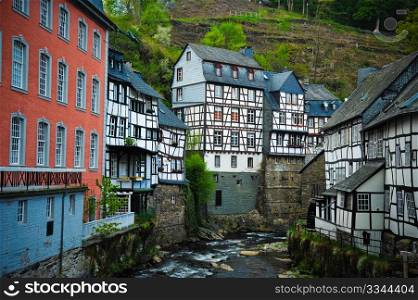Houses and river in Monschau Germany