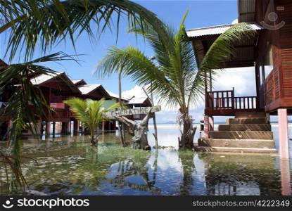 Houses and water in Cherating, east Malaysia
