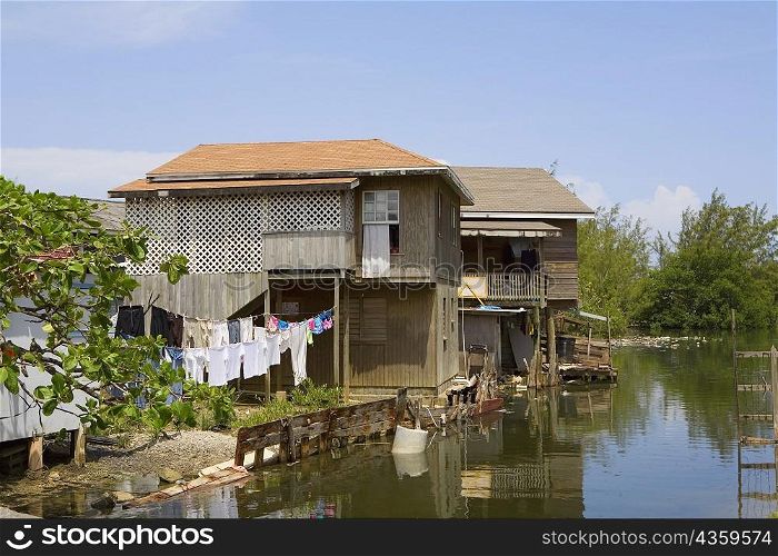Houses at the riverside, Honduras