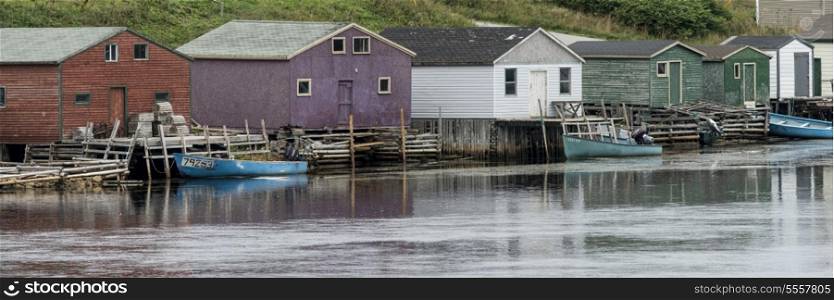 Houses at waterfront, Parson&rsquo;s Pond, Gros Morne National Park, Newfoundland And Labrador, Canada