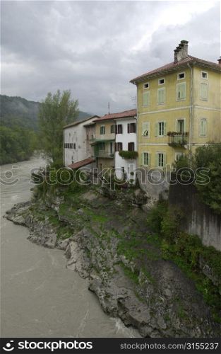 Houses by a river in Slovenia