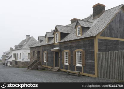 Houses by main street, Fortress of Louisbourg, Louisbourg, Cape Breton Island, Nova Scotia, Canada