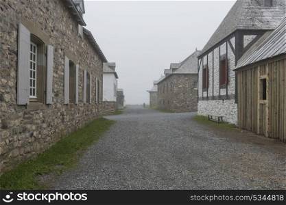 Houses by main street, Fortress of Louisbourg, Louisbourg, Cape Breton Island, Nova Scotia, Canada